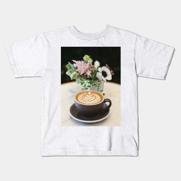 Latte & Flowers Kids T-Shirt by NewburyBoutique